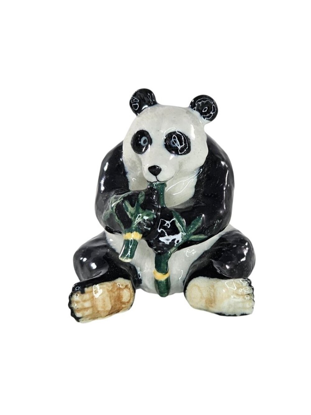 Klima Panda Bear Eating Bamboo Miniature Figurine Porcelain Collectible Sitting